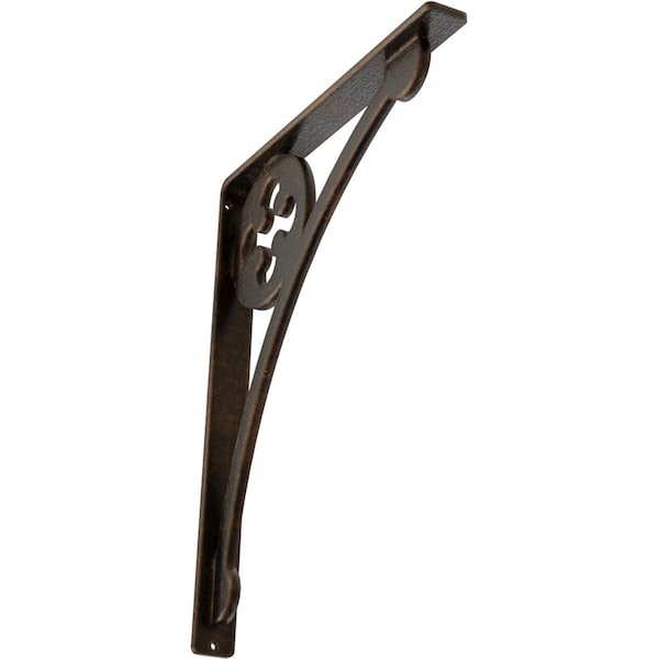Ekena Millwork Crawley Wrought Iron Bracket, (Single center brace), Antiqued Bronze 1 1/2"W x 12"D x 15"H BKTM01X12X15SCRABZ - main